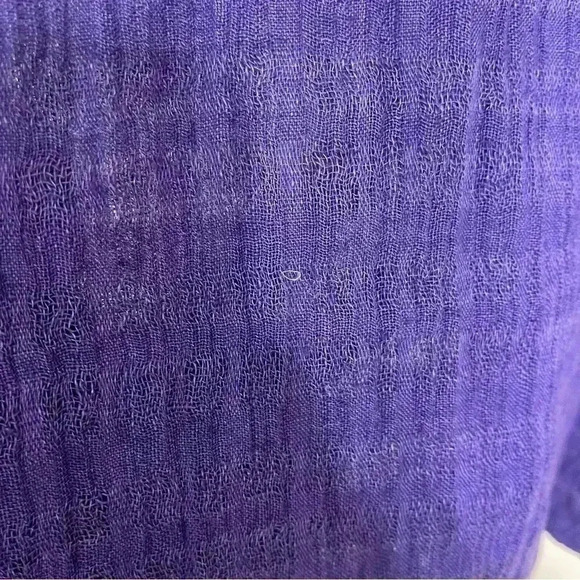 Beautiful Chico’s Sheer Purple Blouse Button Down Three-Quarter Length Sleeves - Picture 7 of 13